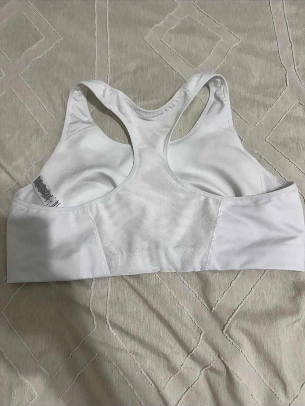 Nike White Racerback Sports Bra with Black Logo